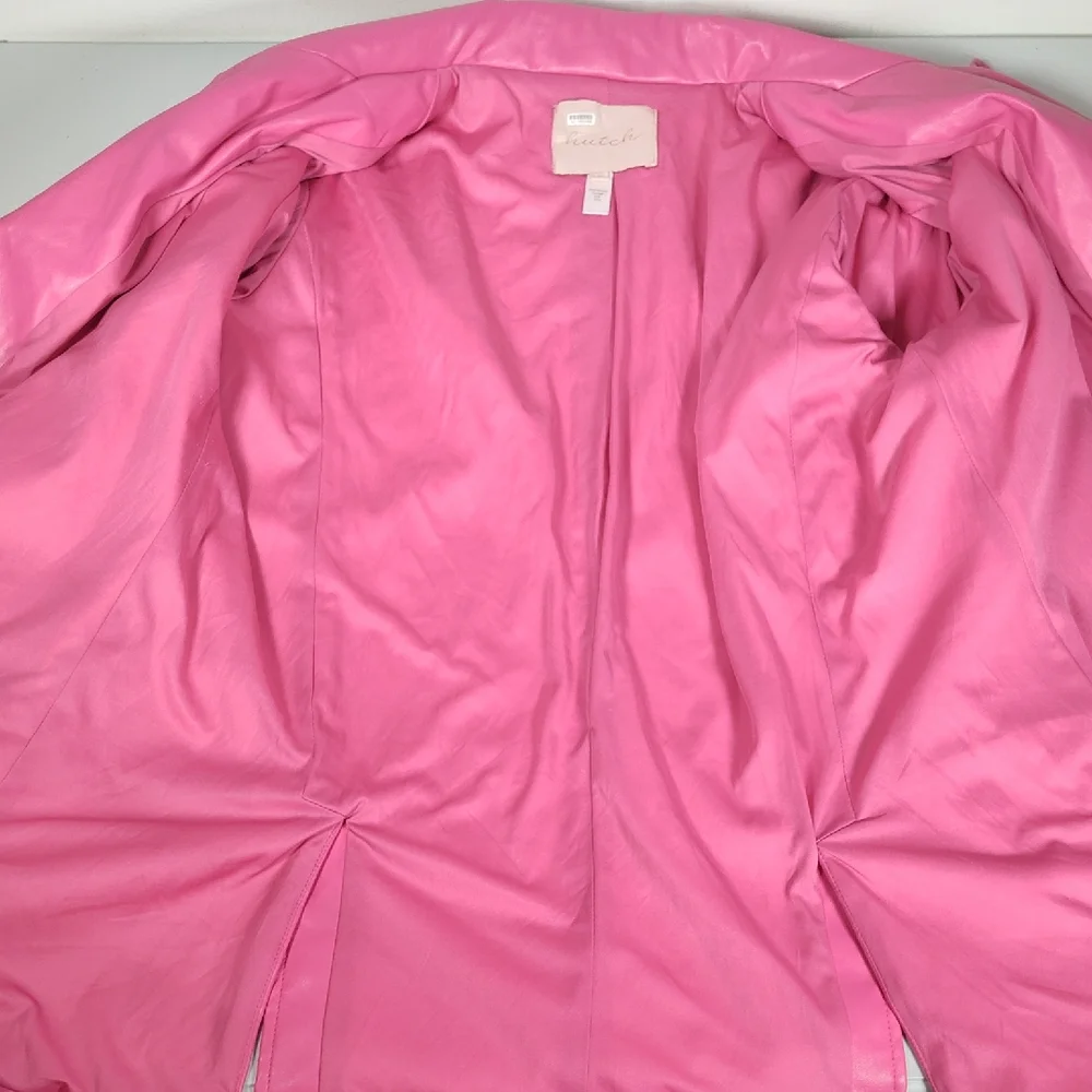 Anthropologie Hutch pink vegan faux leather‎ blazer jacket XL